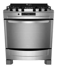 Cocina Whirlpool WF876XG gas natural 5 hornallas acero inoxidable 220V puerta con visor 103L